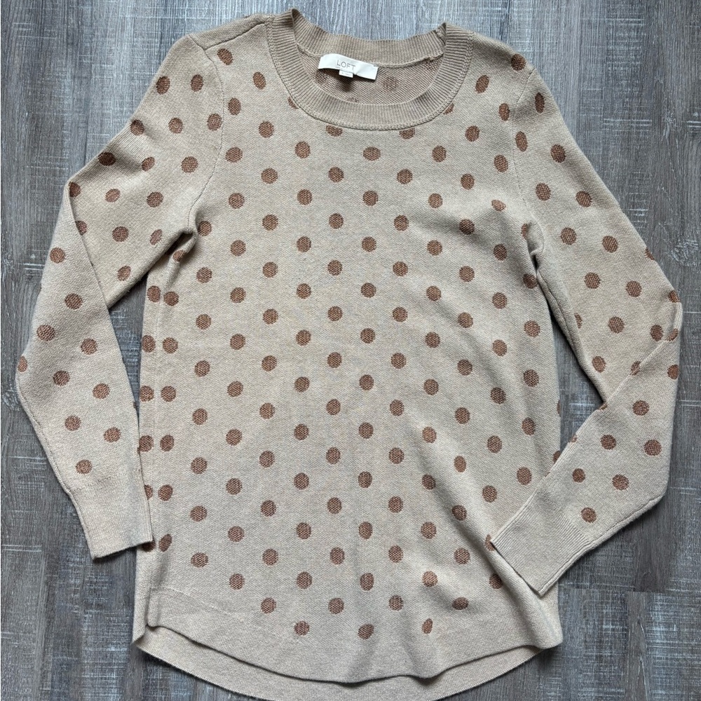 Loft Beige Polka Dot Sweater